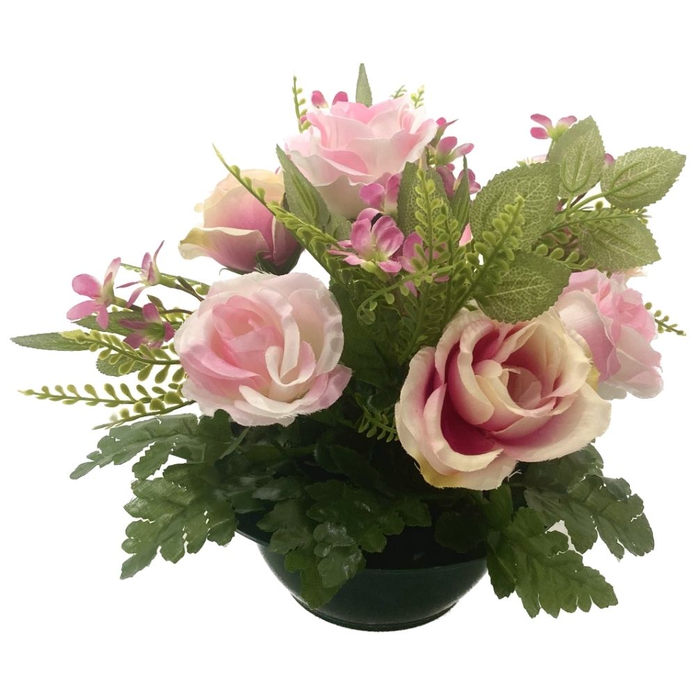 Composition Fleurs Artificielles Madeleine Rose - Roses