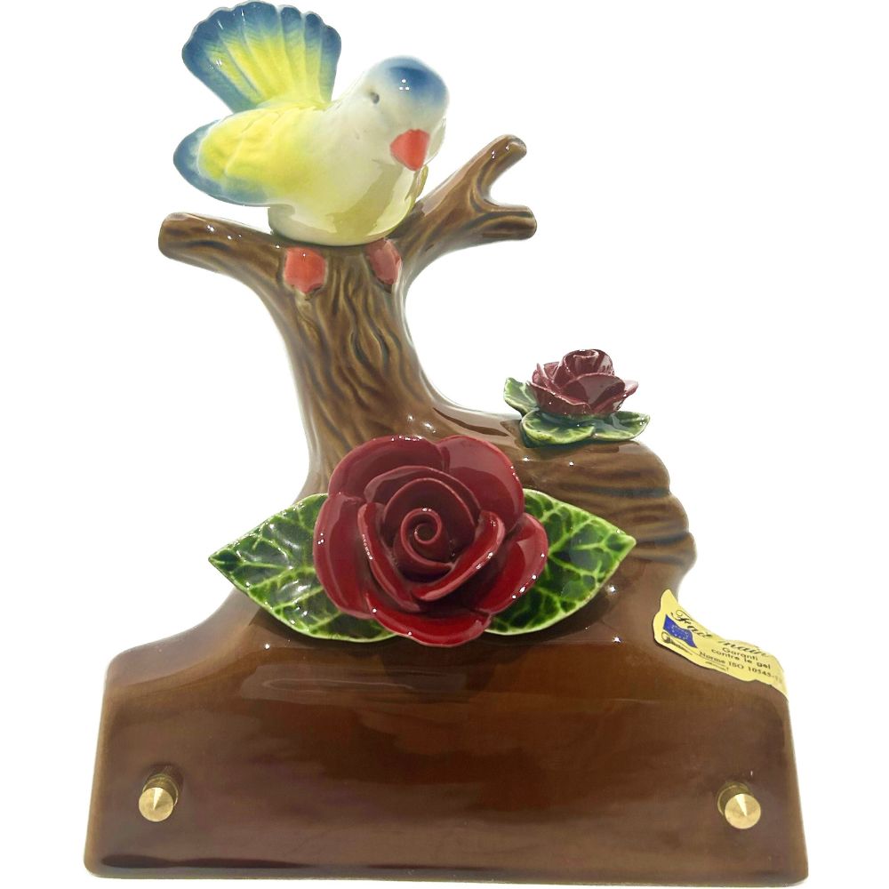 Plaque Funéraire Céramique Florale Odette Oiseau Et Roses Flora Funéraire 