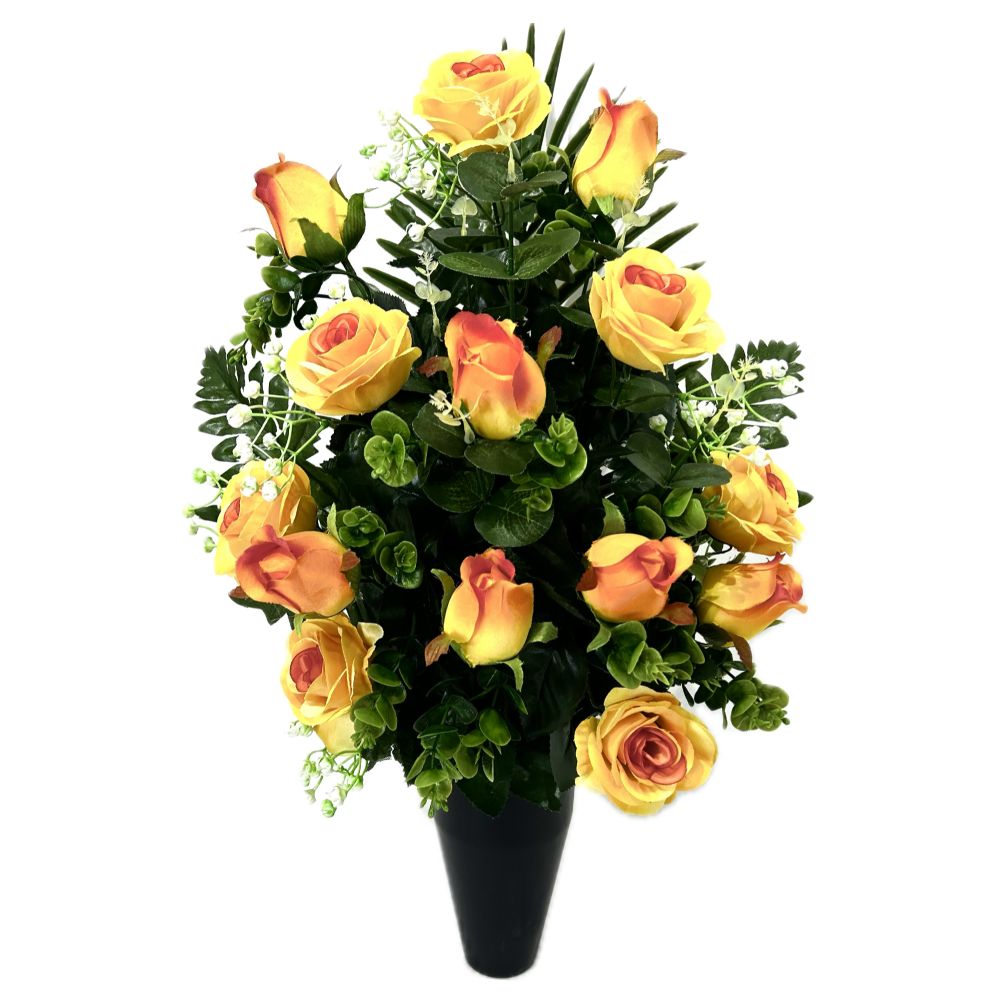 Bouquet Artificiel lesté cône funéraire Annalisa - Roses Jaunes