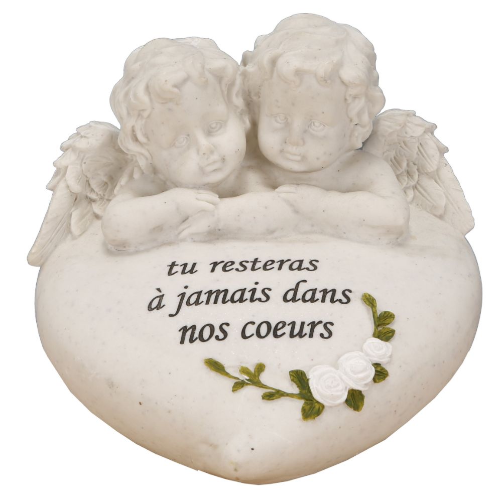 Statue Funéraire Résine Nithael Couple Anges Flora Funéraire Cimetière 