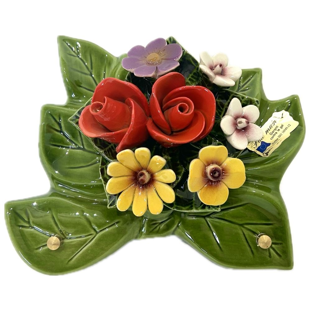 Plaque Funéraire Céramique Florale Solange - Fleurs Multicolores