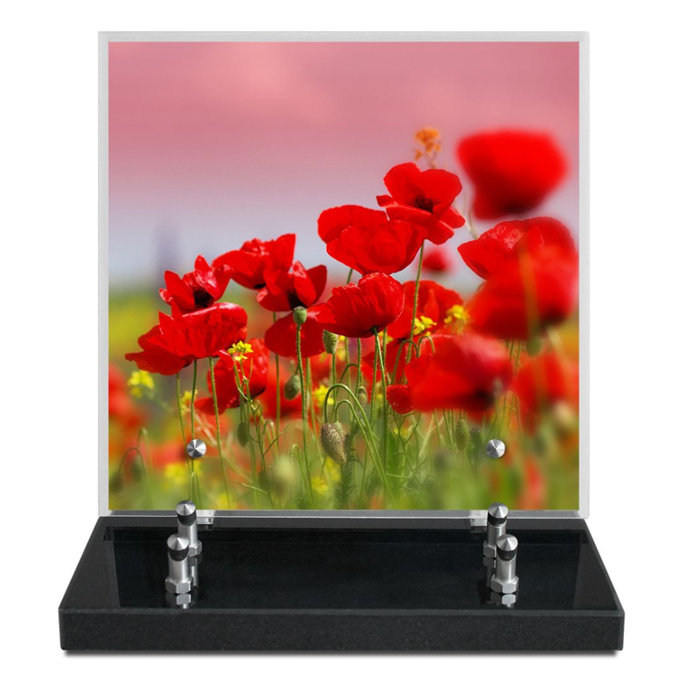 Plaque Funéraire Altuglas Cambron Coquelicots 24x22
