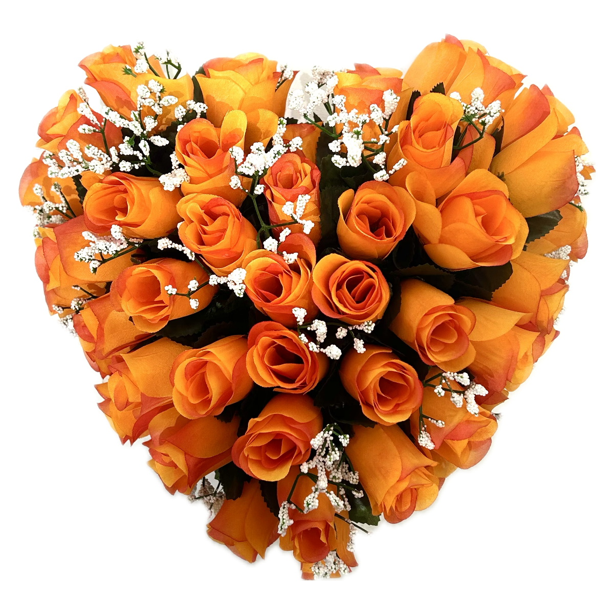 Cœur Funéraire Fleurs Artificielles Creissels Orange - Roses 30x30cm