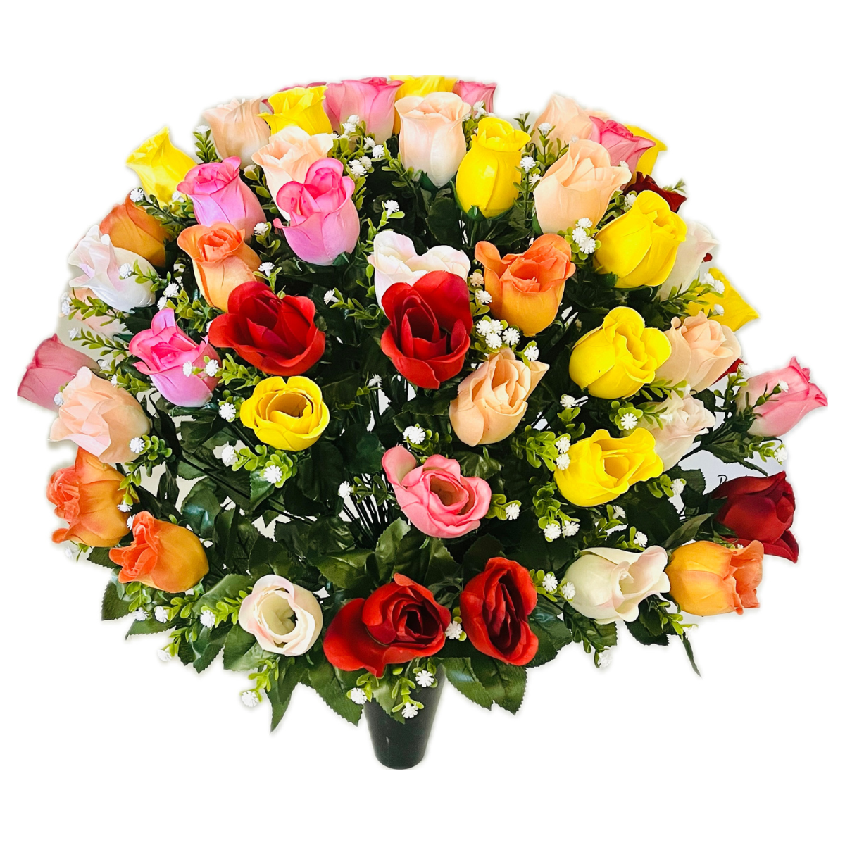 Bouquet Artificiel XXL lesté cône funéraire Charlotte - Roses Multicolores
