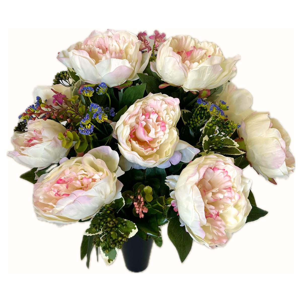 Bouquet Artificiel lesté cône funéraire Arianna - Pivoines