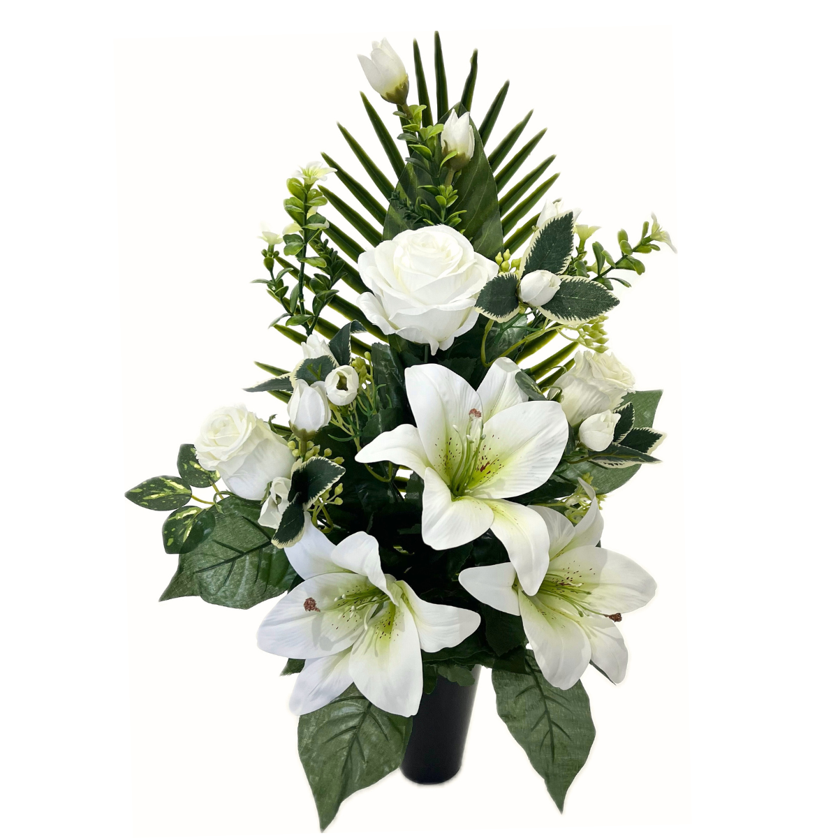 Bouquet Artificiel lesté cône funéraire Talissa Blanc - Lys et Roses