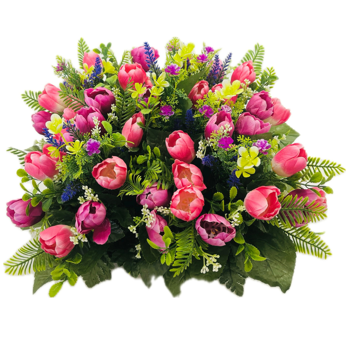 Composition Fleurs Artificielles Coussin Mélanie Rose - Tulipes