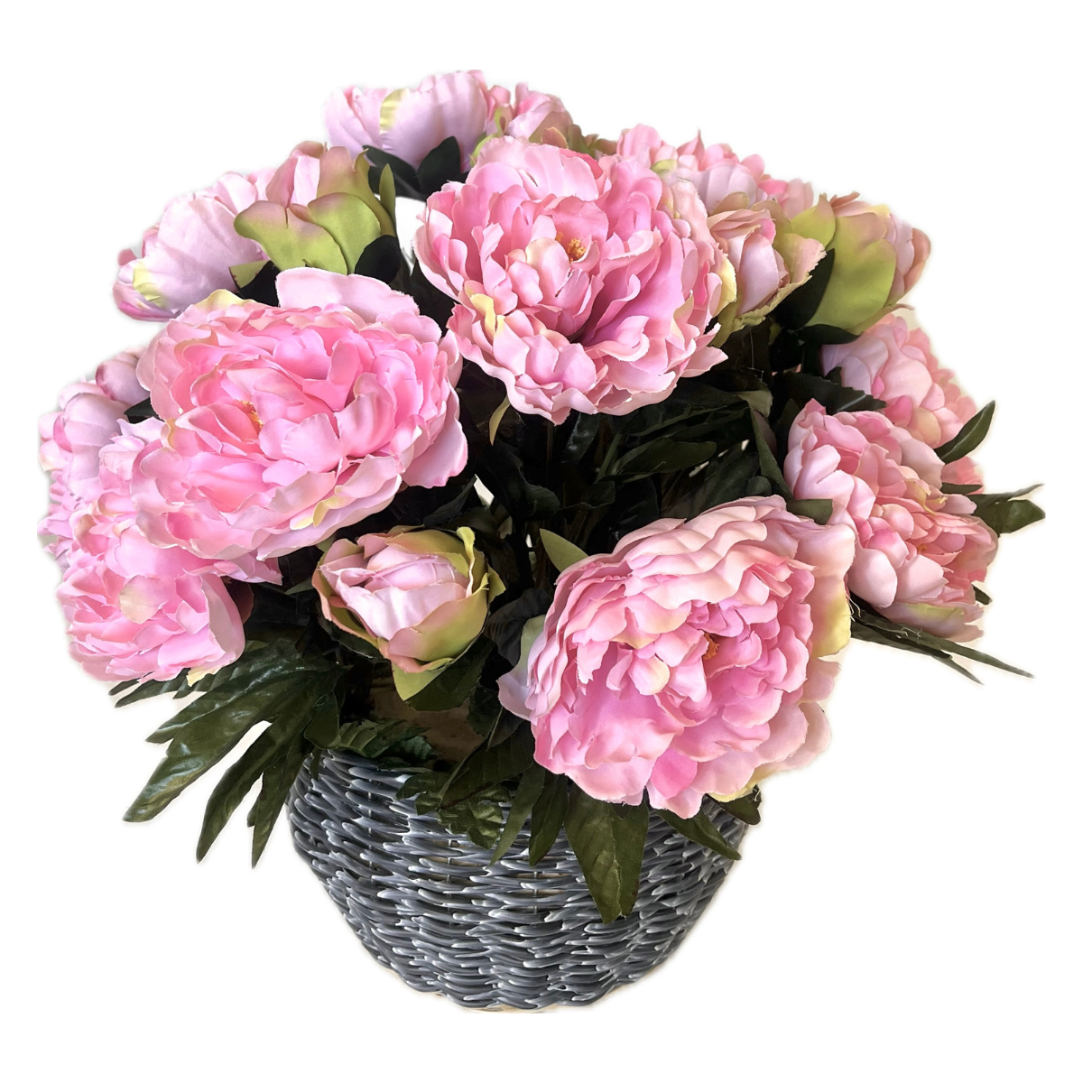 Composition lestée Fleurs Artificielles Pauline Rose - Pivoines