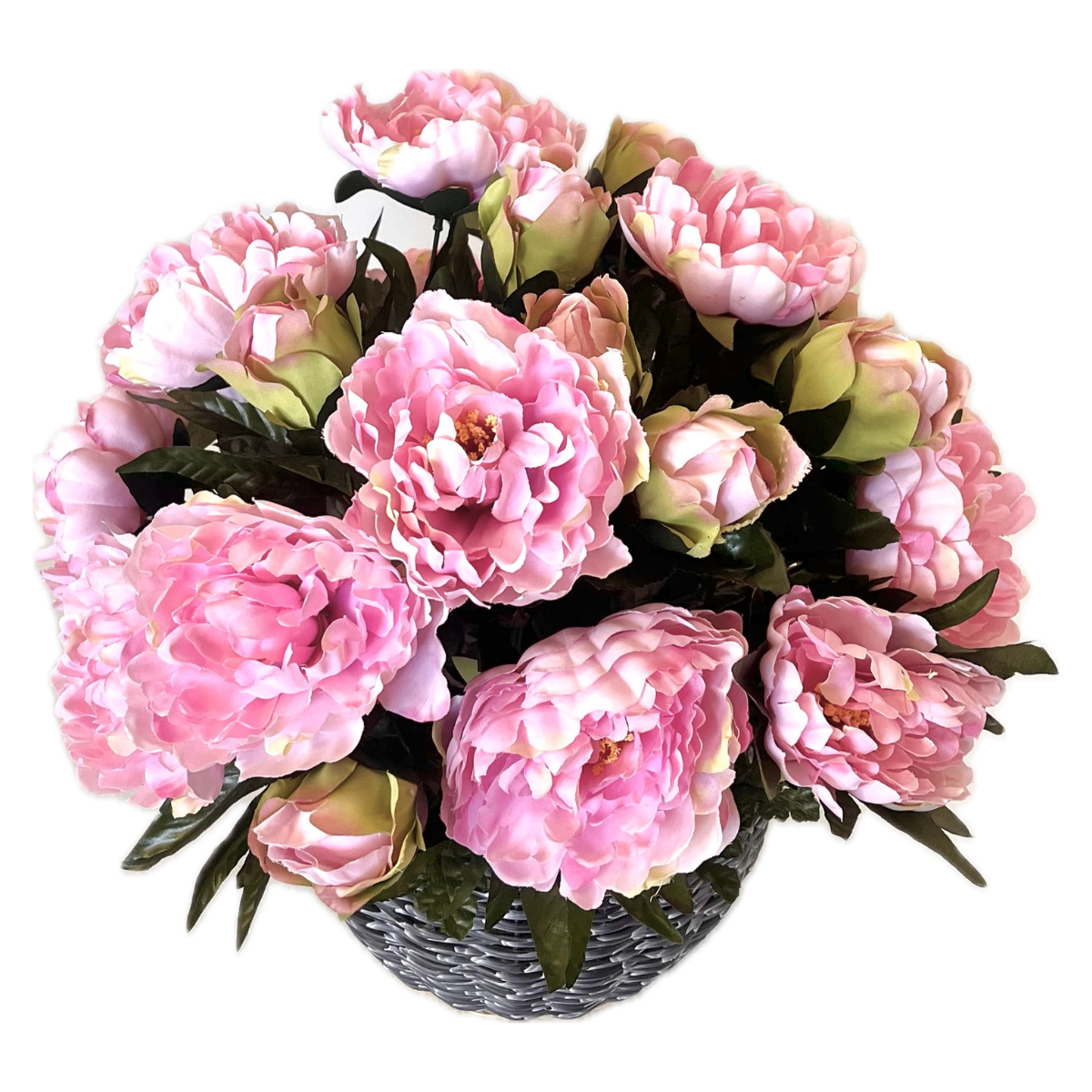 Composition lestée Fleurs Artificielles Pauline Rose - Pivoines