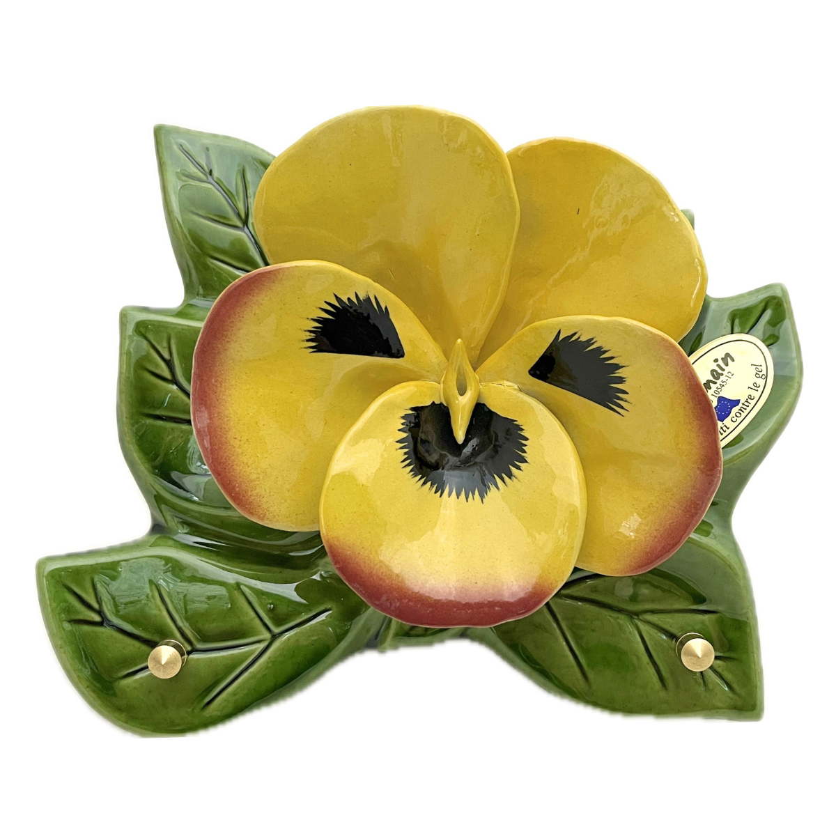 Plaque Funéraire Céramique Florale Carolei - Pensée Jaune