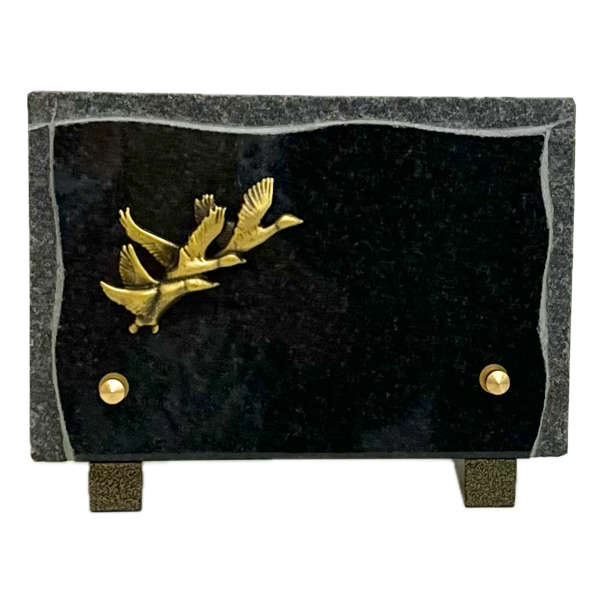 Plaque Funéraire Granit noir Albidona Bronze Oiseaux en vol 18x14cm