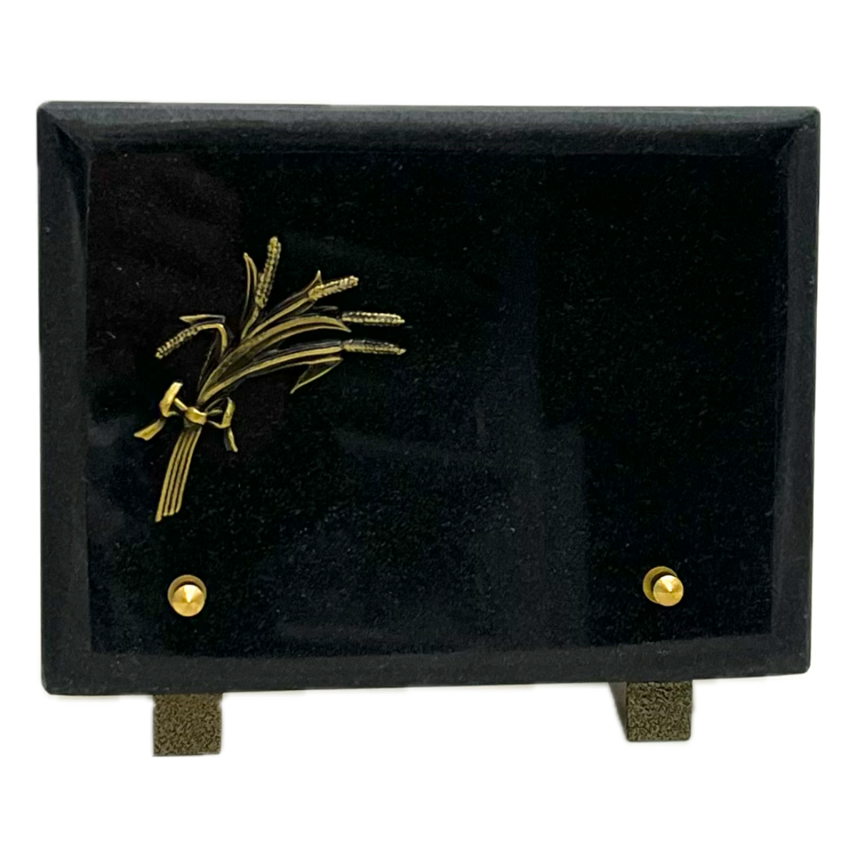 Plaque Funéraire Granit noir Canolo Bronze Epi de blé 20x17cm