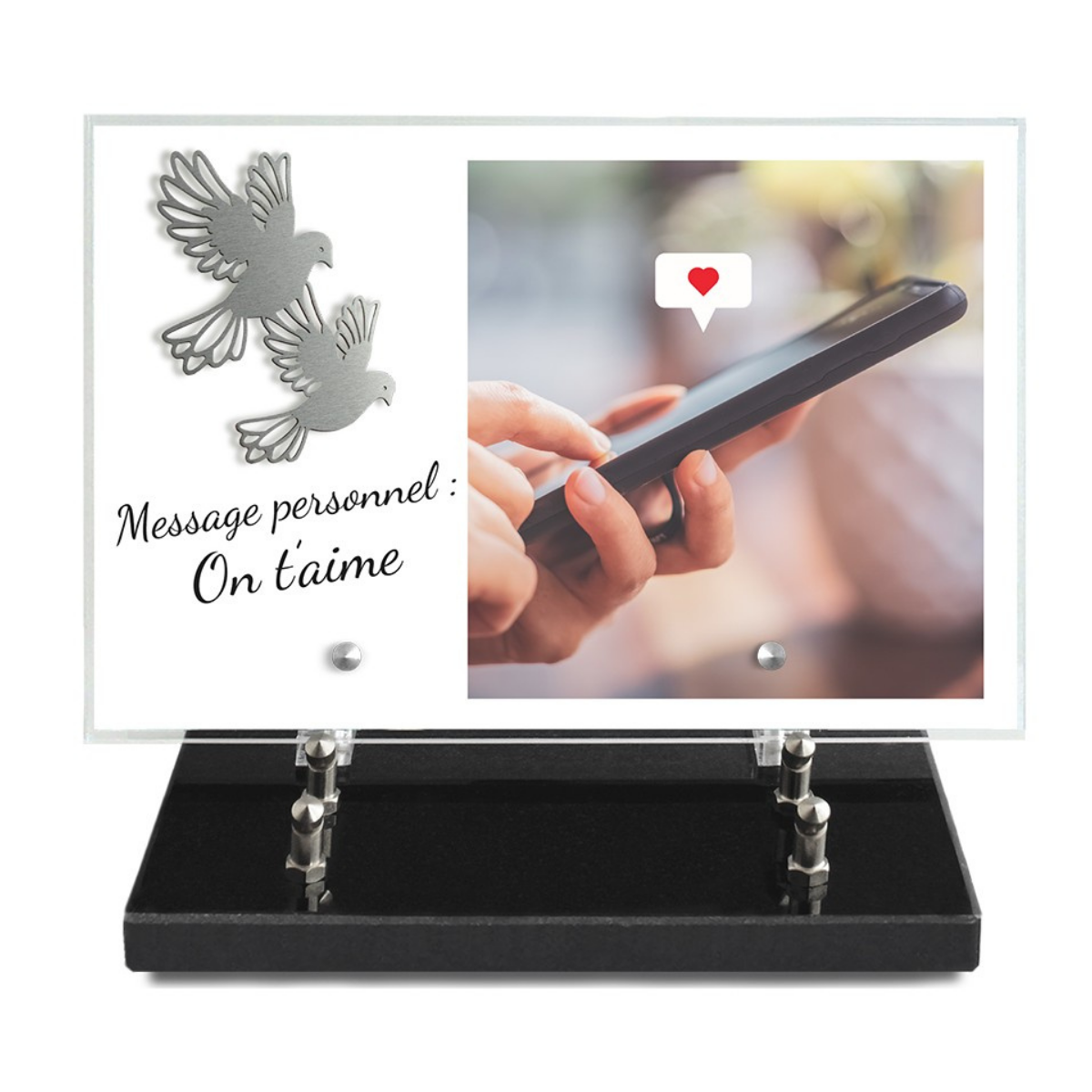 Plaque Funéraire moderne Altuglas Malarce Message Téléphone 30x23