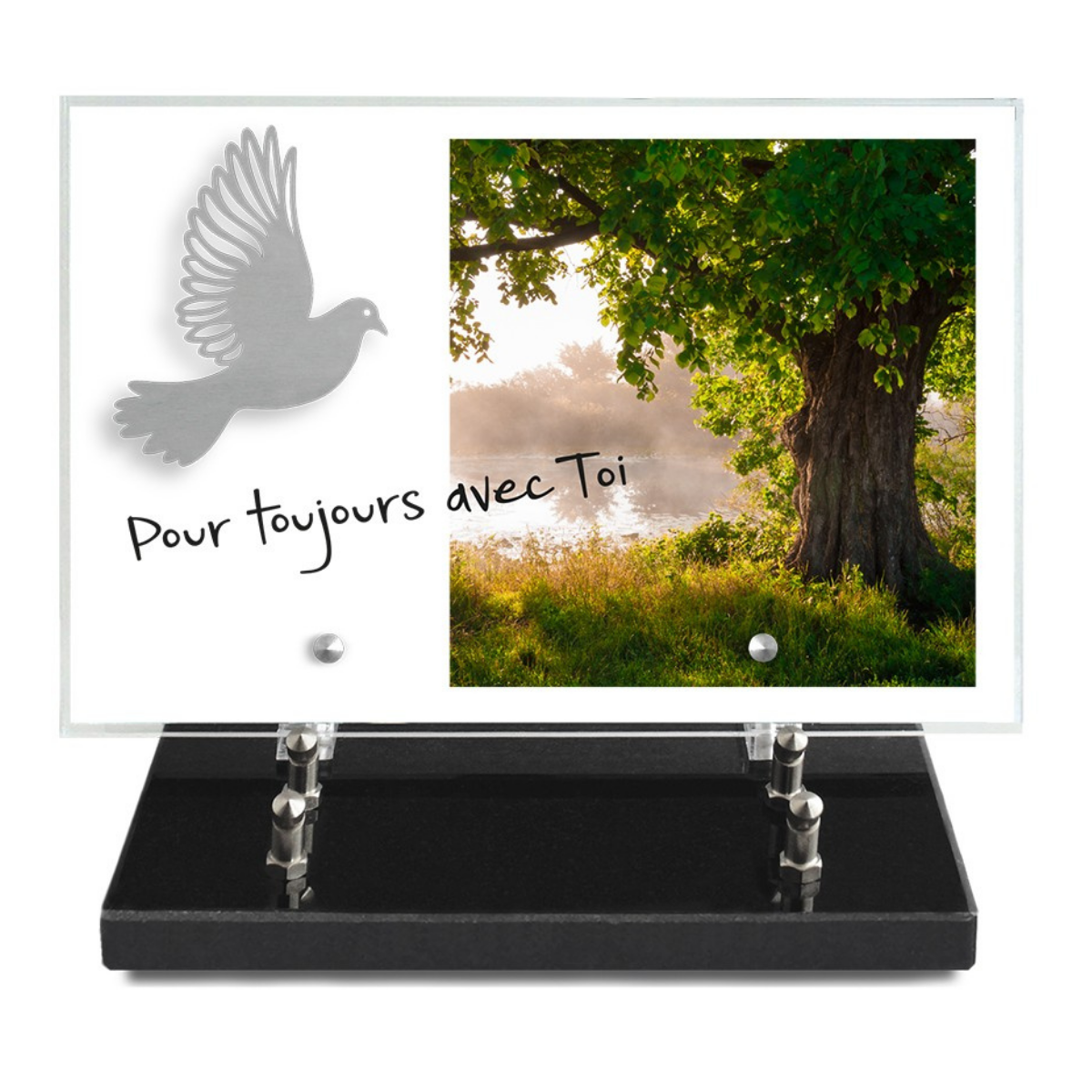 Plaque Funéraire moderne Altuglas Mouriez photo Lac 30x23