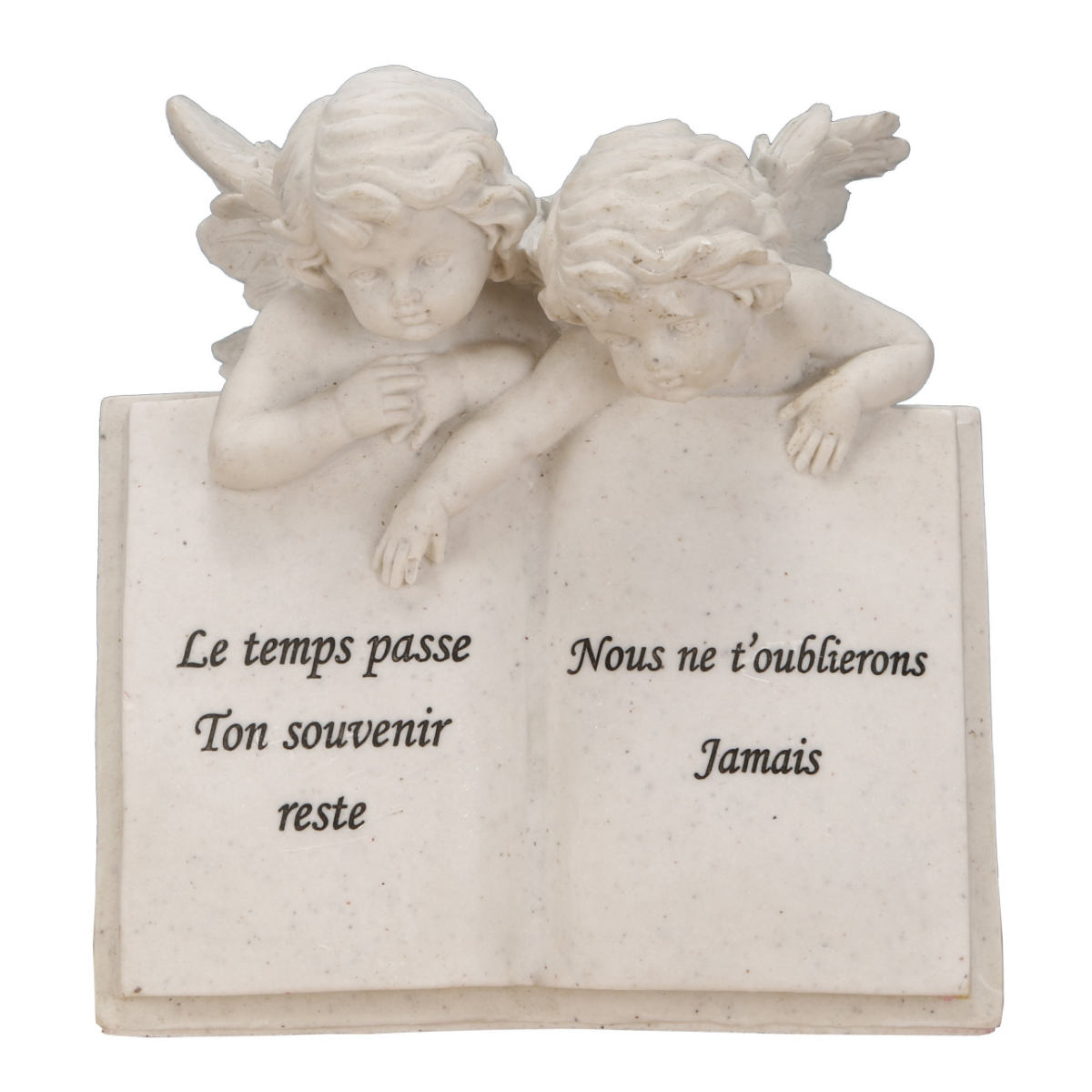 Statue funéraire résine Giordano Couple Anges Livre Souvenir