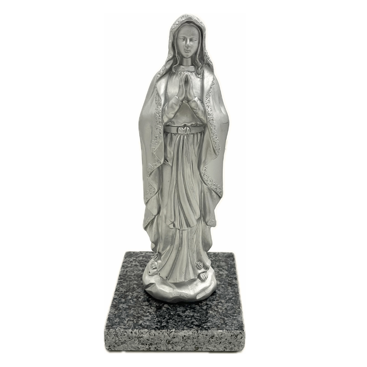 Statue funéraire résine Gloria - Vierge Argenté H23cm