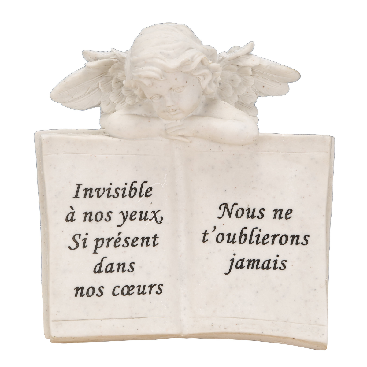 Statue funéraire résine Irnerio Ange Livre Cœur