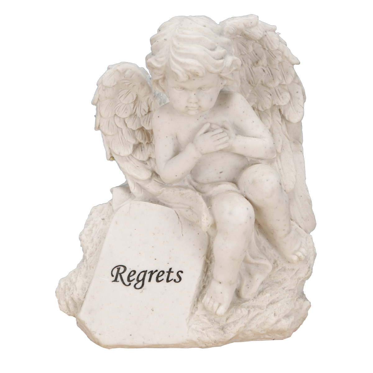 Statue funéraire résine Leandro Ange assis Regrets