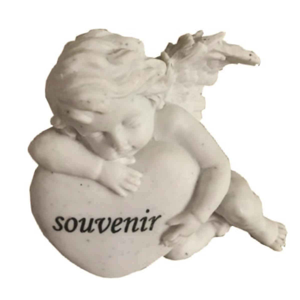 Statue funéraire résine Mirco Ange Cœur Souvenir