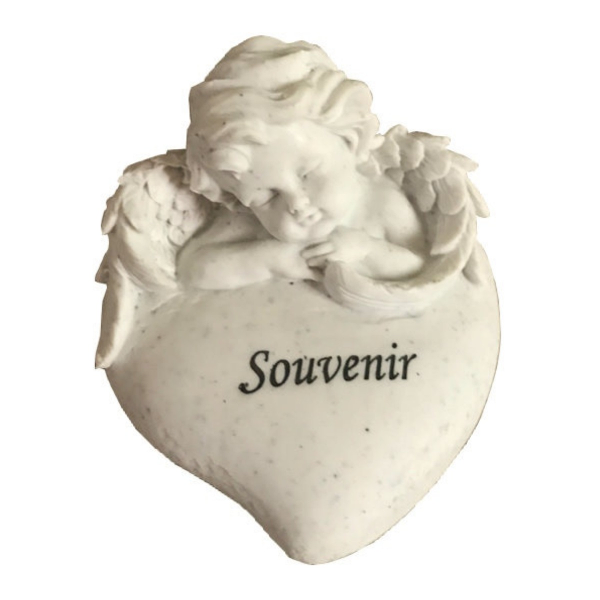Statue funéraire résine Saverio Ange Cœur Souvenir