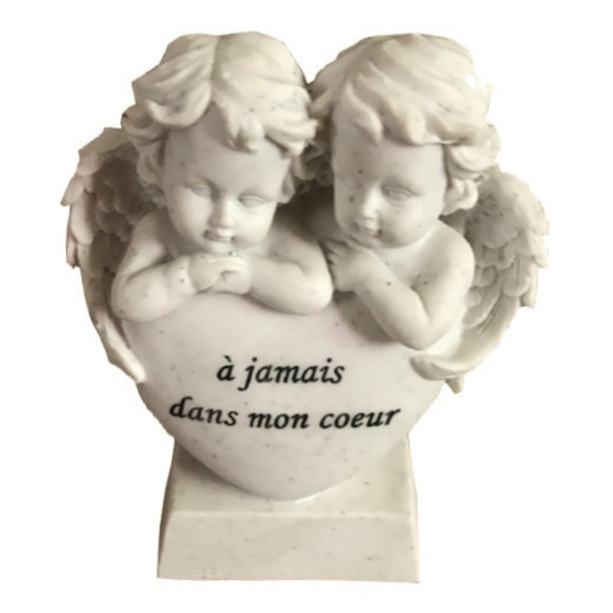 Statue funéraire résine Verdiano Couple Anges Cœur