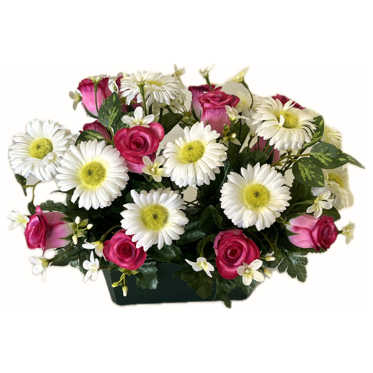 Jardinière Fleurs Artificielles Mélanie Rose - Roses et Marguerites