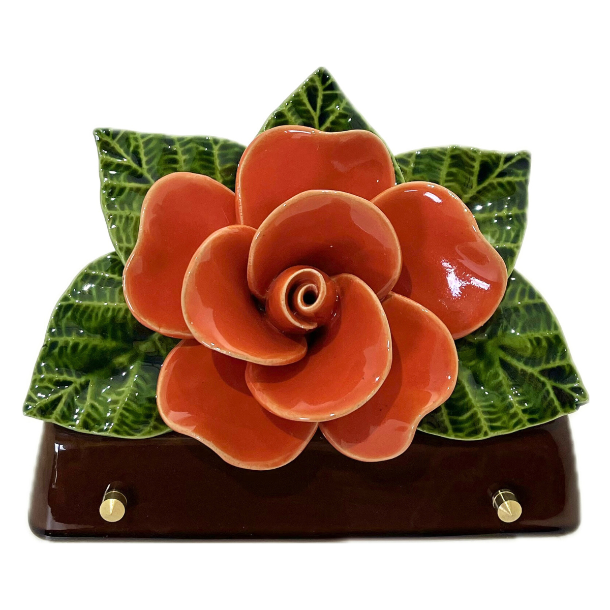 Plaque Funéraire Céramique Florale Sybille - Rose Orange