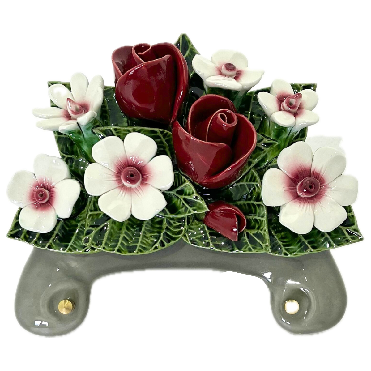 Plaque Funéraire Céramique Florale Ysaline - Rose et Eglantines